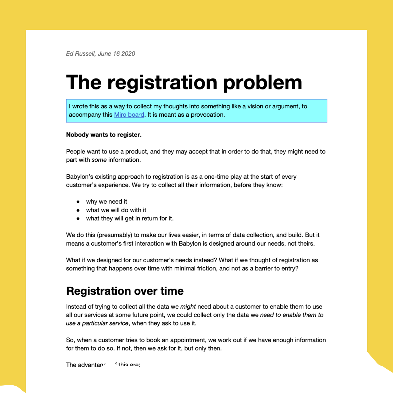 The registration problem